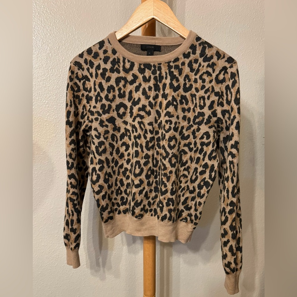 Women’s J.Crew Neutral Leopard Print Sweater Medium